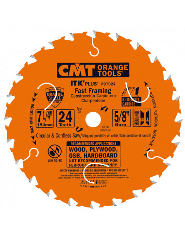 CMT ITK' Plus Fast General Purpose Framing Saw Blade 7-1/4 x 24 Teeth