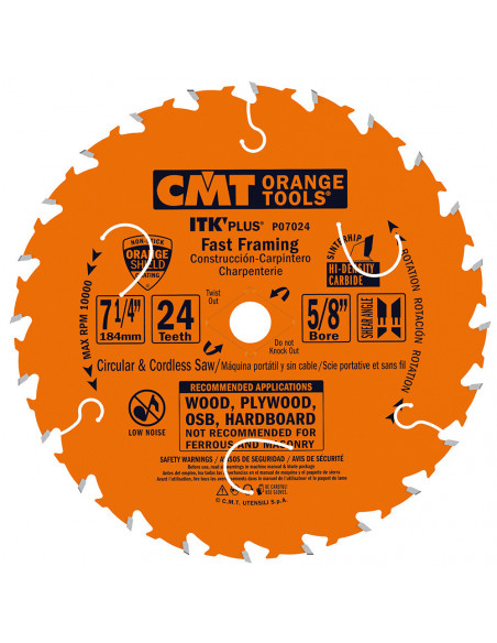 CMT ITK' Plus Fast General Purpose Framing Saw Blade 7-1/4 x 24 Teeth