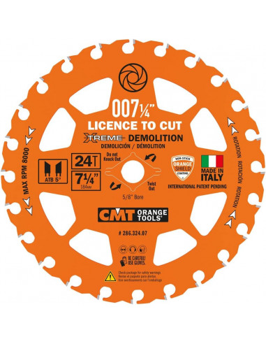 CMT 7-1/4in. 24T Carbide Tipped Xtreme Demolition Blade 10 blades per box