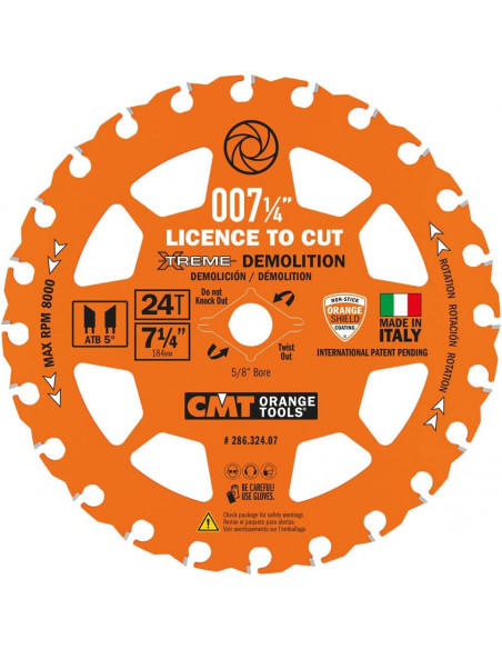 CMT 7-1/4in. 24T Carbide Tipped Xtreme Demolition Blade 10 blades per box