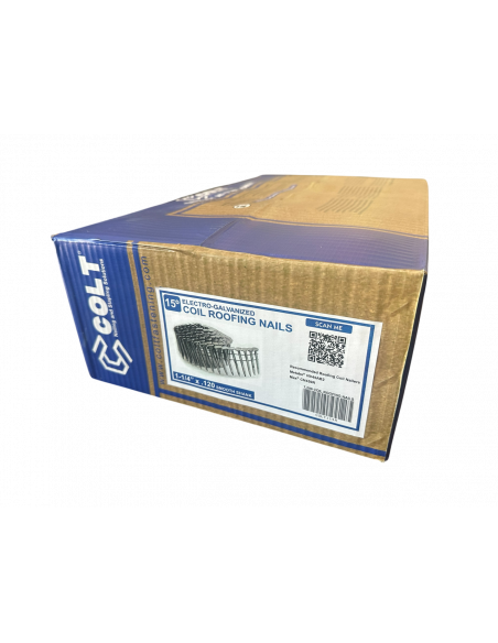 Colt 1-1/4" x .120" Smooth Shank Electro-Galvanized Roofing Coil Nails, 7,200 ct